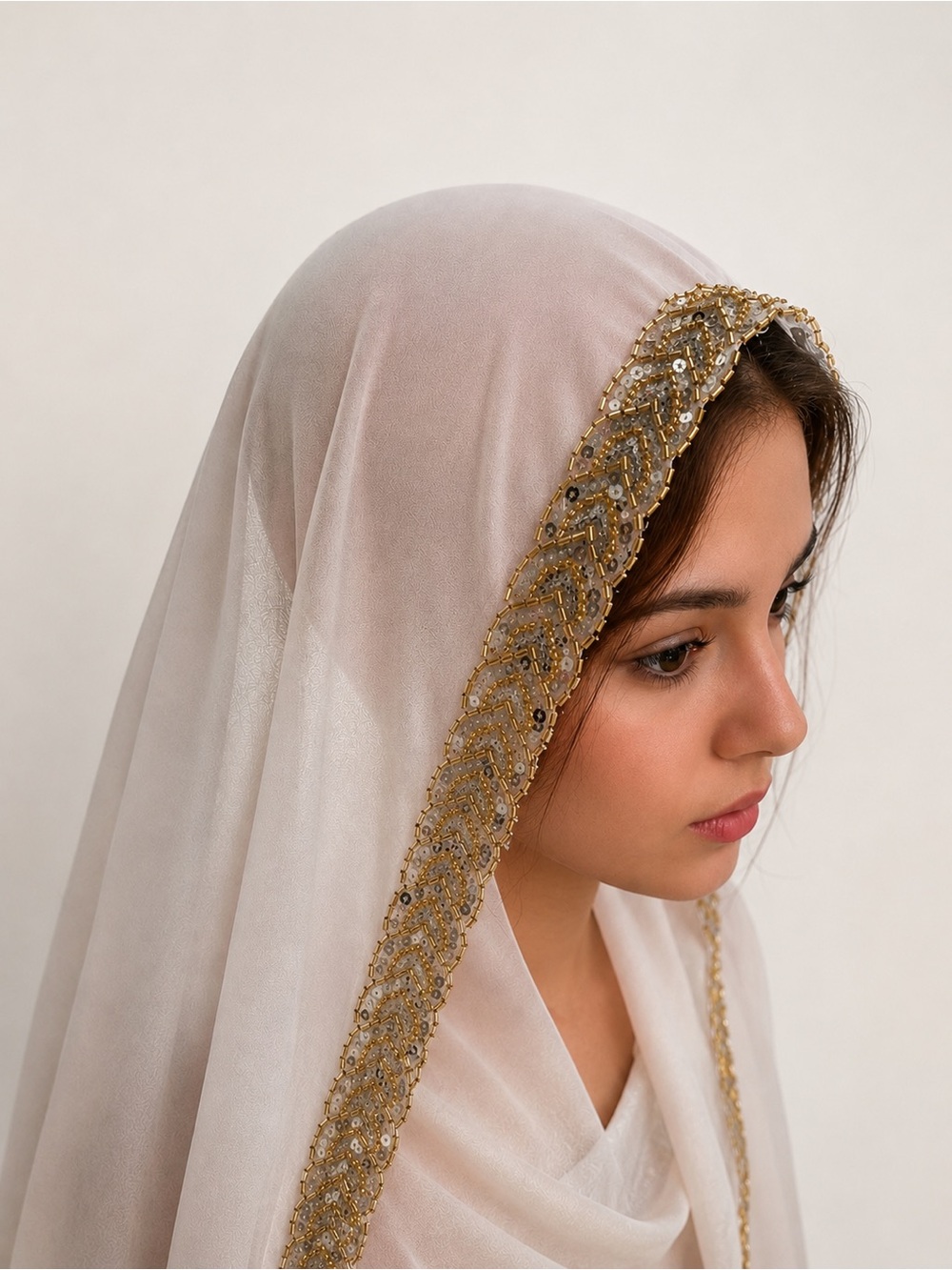 Henna scarf, hijab, henna beaded scarf, beaded hijab, hijab, scarf